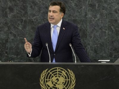 Михаил Саакашвили выступает в ООН. Фото: ntv.ru