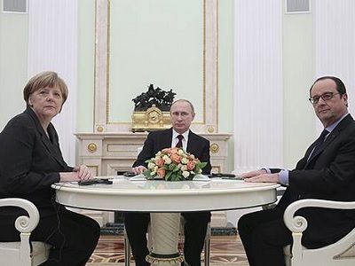 Меркель, Путин, Олланд. Фото: facebook.com