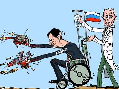 Асад и Путин (карикатура). Источник - cartoons.arte.tv