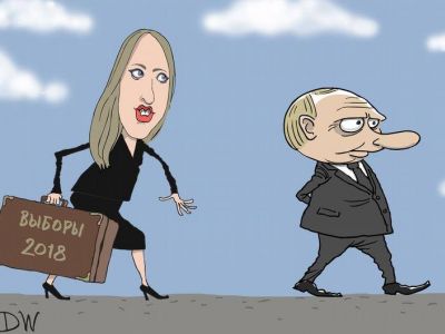 Путин, Собчак и "выборы"-2018. Карикатура: С. Елкин, dw.com, www.facebook.com/sergey.elkin1