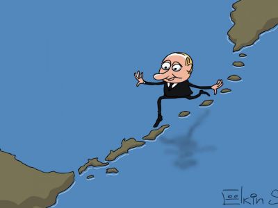 Путин и Курильские острова. Карикатура С.Елкина: svoboda.org