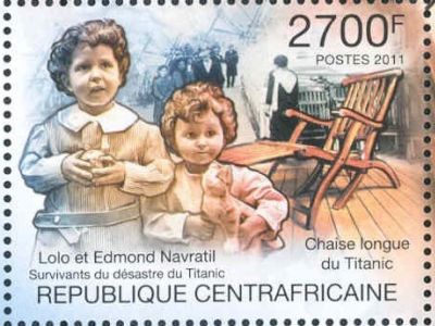 Сироты "Титаника" Мишель (Лоло) и Эдмон Навратили: почтовый блок Центральной Африки (2011) - Mi. № 3139