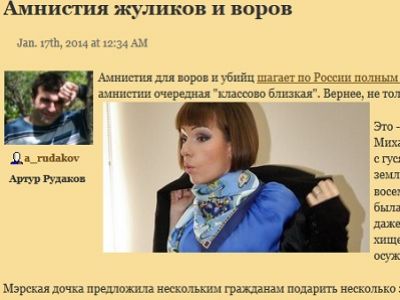 Ольга Чернышева. Скриншот из блога a-rudakov.livejournal.com