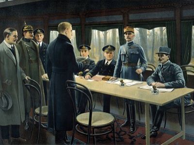 Подписание перемирия в Компьени, 1918 г. Источник - ru.wikipedia.org
