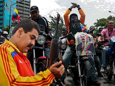 Диктатор Мадуро и банда "колективос". Фото: elpolitico.com