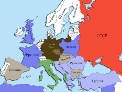 Европа на момент начала Второй Мировой войны. Карта: ru.wikipedia.org