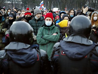 Акция в поддержку Навального в Санкт-Петербурге 23 января. Фото: AP/ТАСС